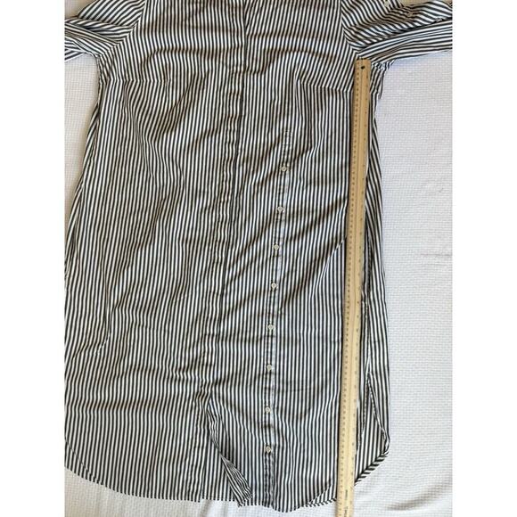 Akris Pinto Shirt Dress 14 Vertical Stripe Green White Natural Minimal Quiet Lux - Picture 11 of 11